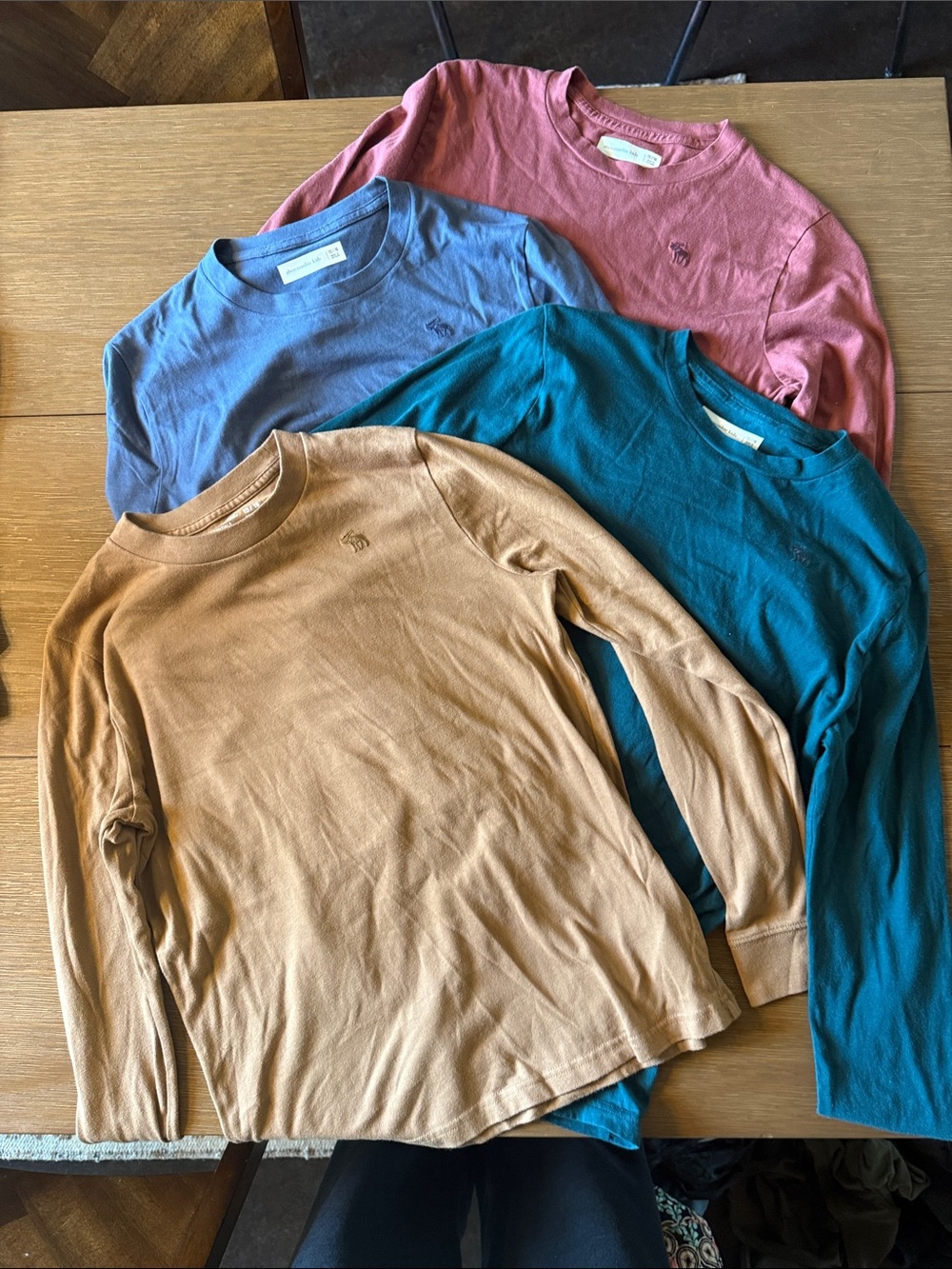 Abercrombie & Fitch Men’s Crewneck Long-Sleeve - Pink, Blue, Teal, Tan